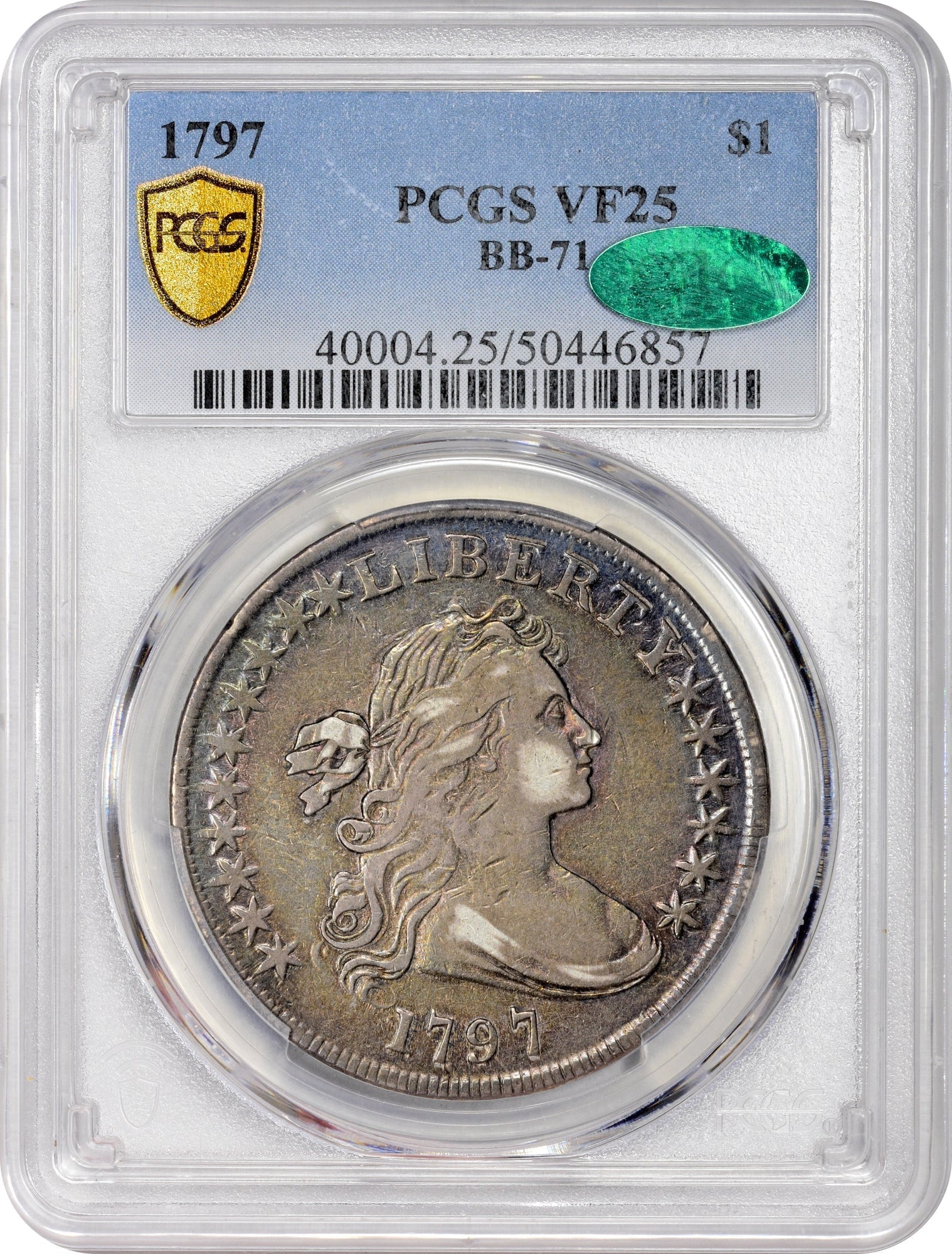 1797 $1 10X6 LG LETTERS VF25 PCGS CAC $1