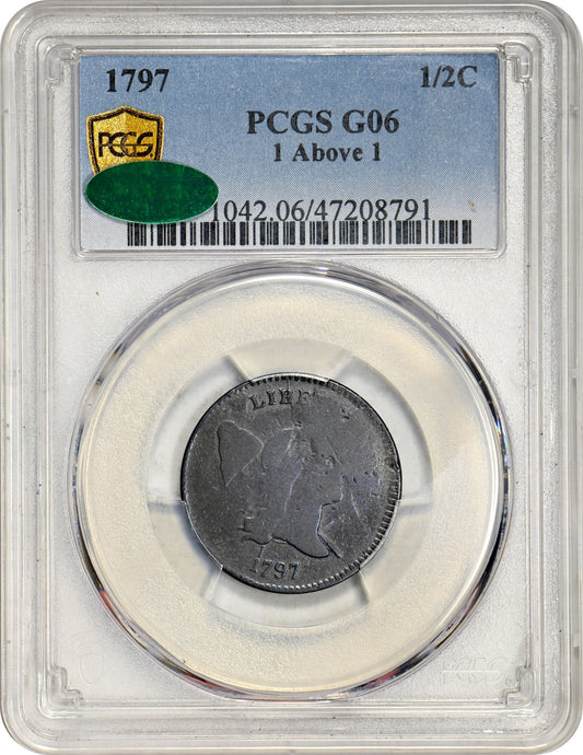 1797 1/2C 1 ABOVE 1 G06 PCGS CAC HOLDER