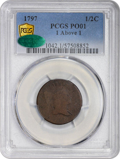 1797 1/2C 1 ABOVE 1 P01 PCGS CAC HOLDER WITH CAC GREEN STICKER
