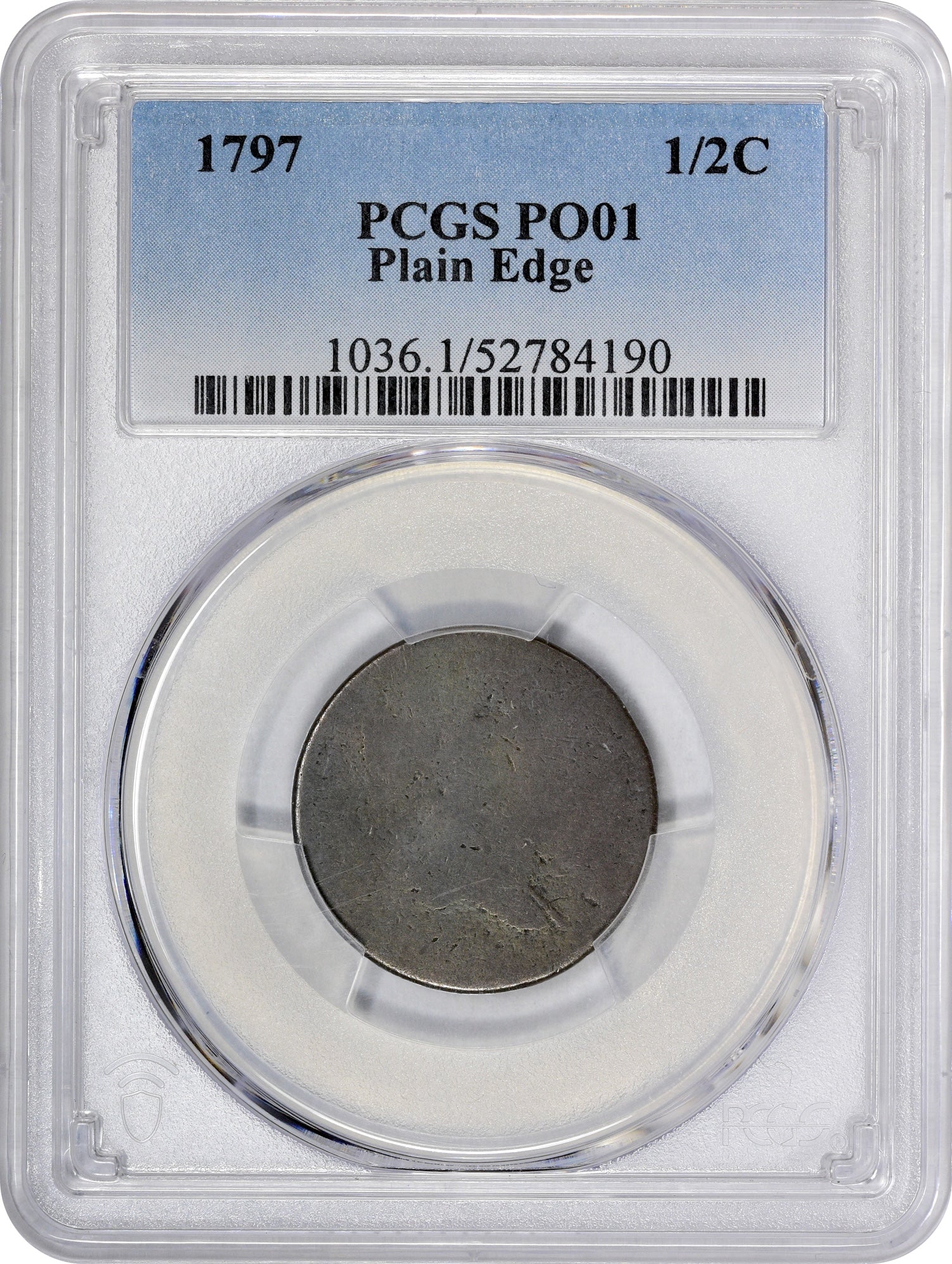 1797 1/2C PLAIN EDGE P01 PCGS HOLDER