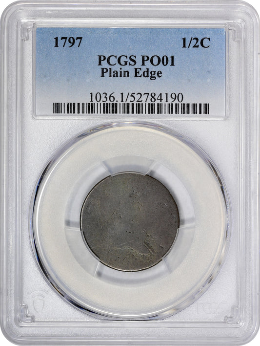 1797 1/2C PLAIN EDGE P01 PCGS HOLDER