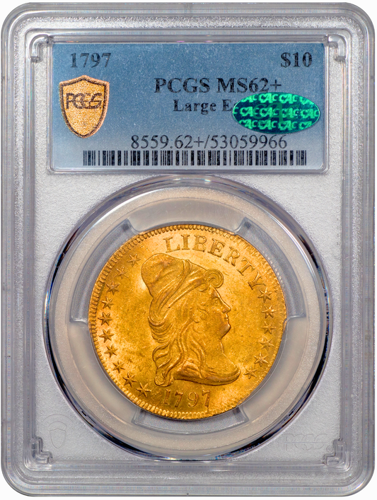 1797 Draped Bust LARGE EAGLE $10 MS62+ PCGS CAC HOLDER WITH GREEN CAC STICKER