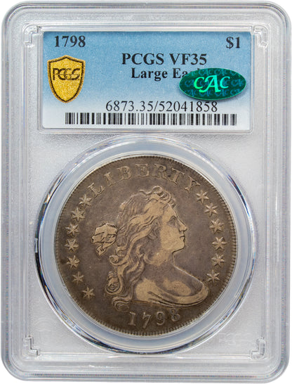 1798 $1 LARGE EAGLE VF35 PCGS CAC HOLDER WITH GREEN CAC STICKER