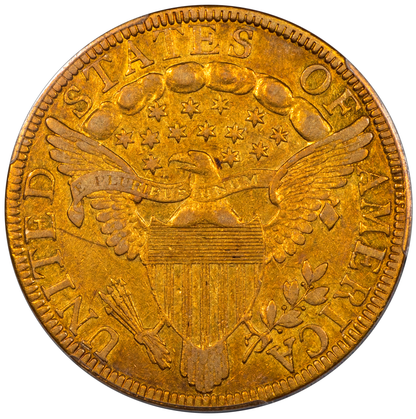 1798/7 $10 DRAPED BUST EAGLE 9X4 STARS VF30 PCGS REVERSE
