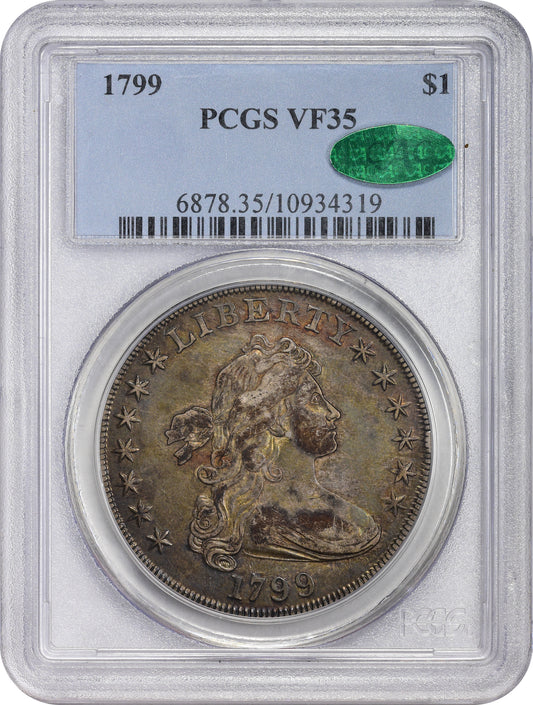 1799 $1 BB-155 VF35 PCGS CAC HOLDER WITH GREEN CAC STICKER 