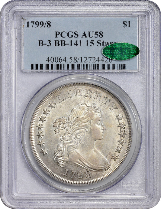 1799/8 $1 15 STARS AU58 PCGS CAC HOLDER