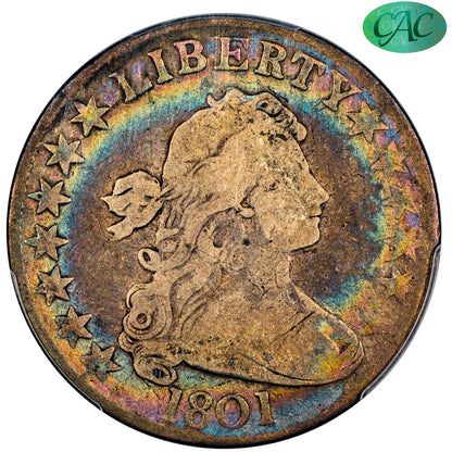 1801 50C DRAPED BUST HALF DOLLAR VG08 PCGS CAC