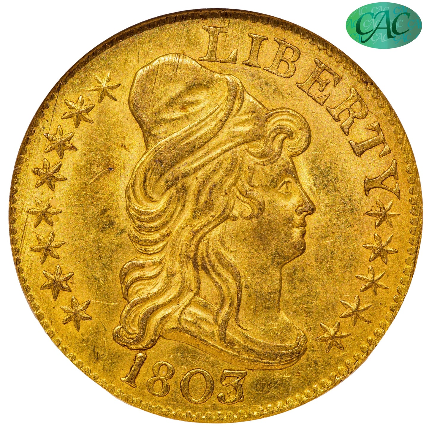 1803/2 $5 MS61 NGC OH CAC $5