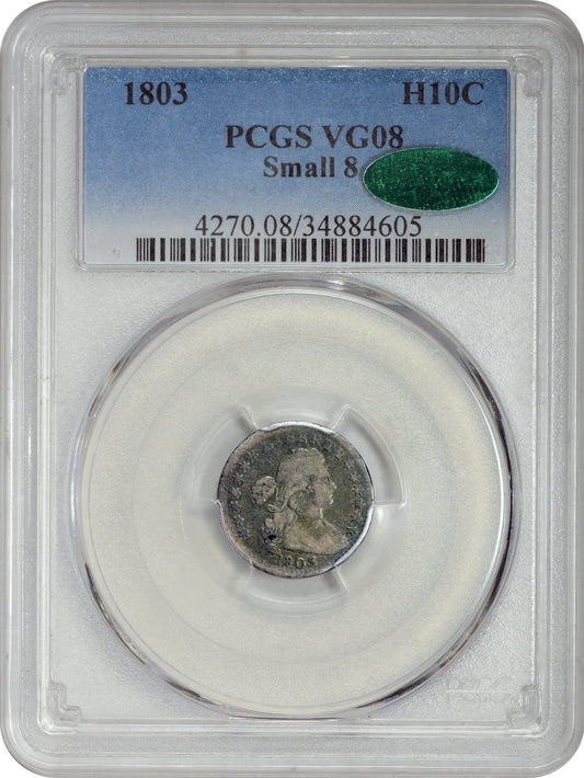 1803 H10C Small 8 Vg08 Pcgs Cac