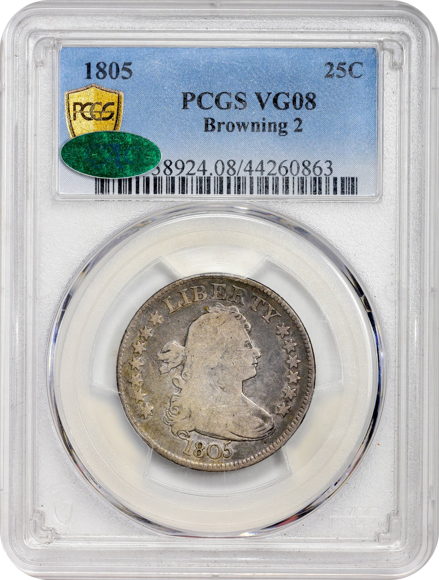 1805 25C VG08 PCGS CAC HOLDER WITH  CAC STICKER