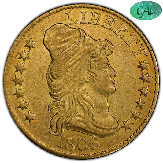 1806 Draped Bust Half Eagle $5 Knobbed 6 7X6 Stars Au53 Pcgs Cac