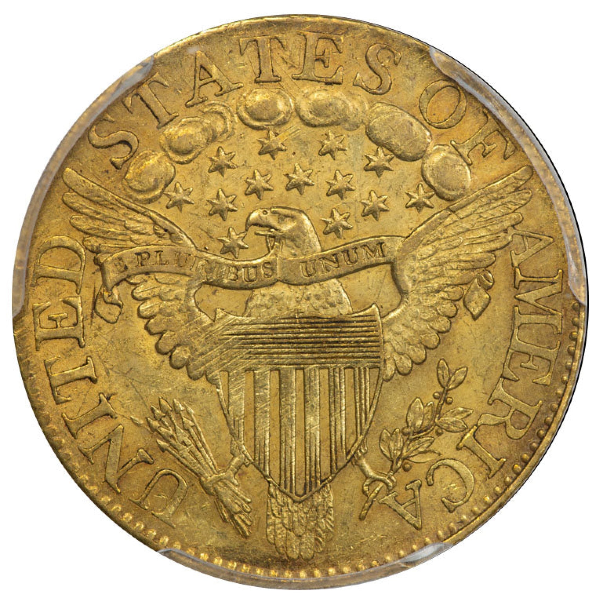 1806 $5 KNOBBED 7X6 STARS AU58 PCGS CAC REVERSE