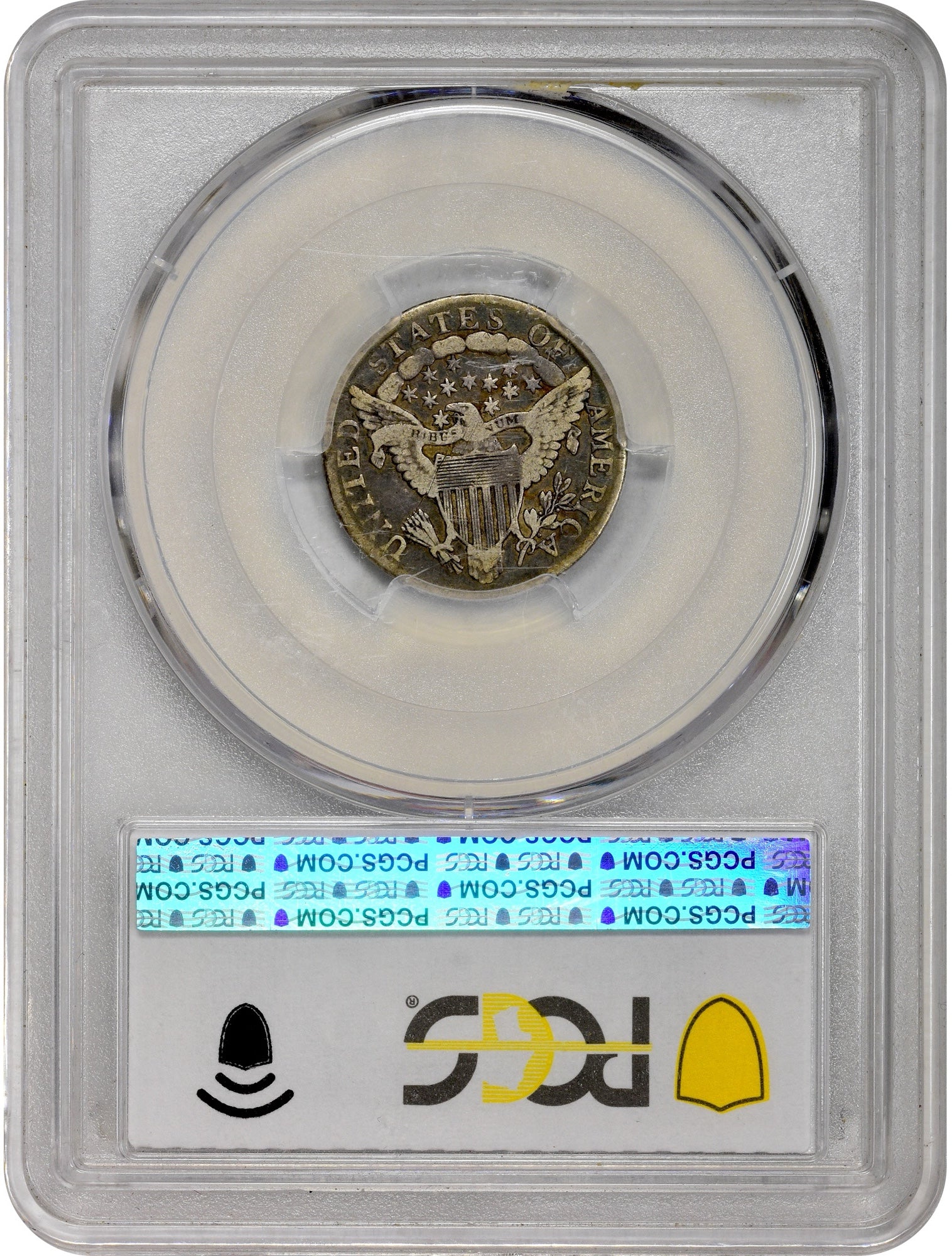 1807 10C VF20 PCGS CAC Coin in a protective holder with a grading label on a gray background