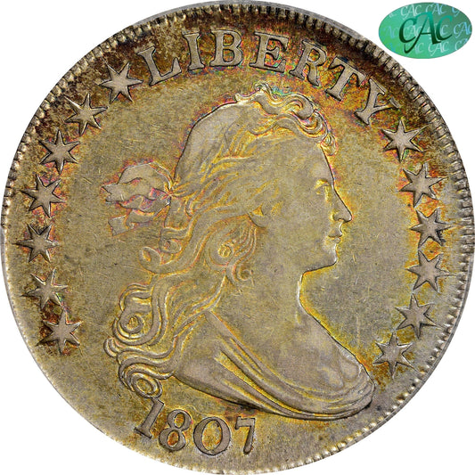1807 50C DRAPED BUST AU53 PCGS CAC 50C
