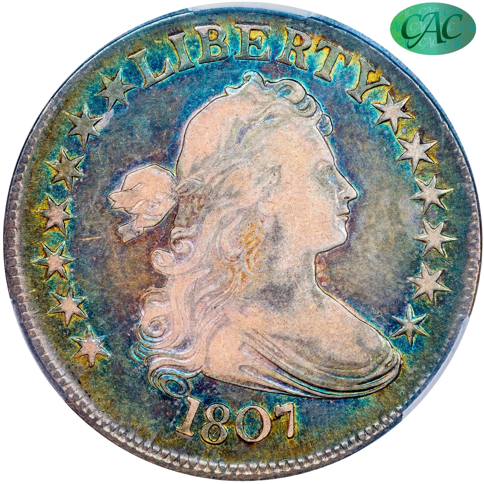 1807 50C DRAPED BUST F15 CACG 50C