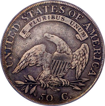 1807 50C Capped Bust Half Dollar LARGE STARS 50/20 VF25 PCGS CAC