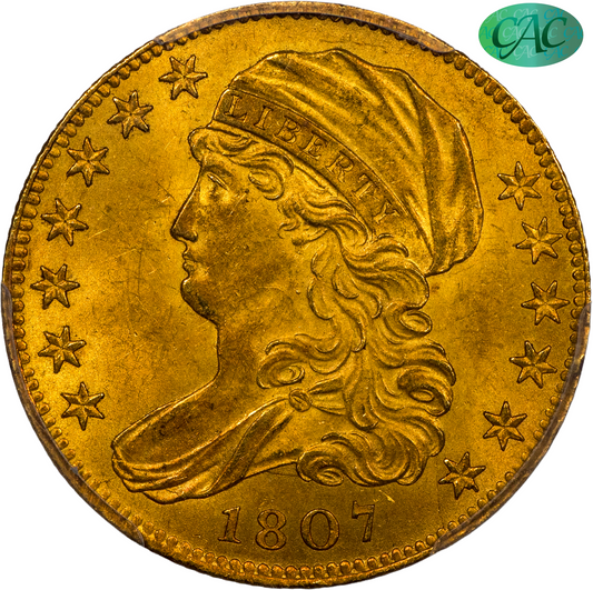 1807 $5 CAPPED BUST MS63+ PCGS CAC