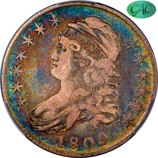 1809 50C CAPPED BUST HALF DOLLAR III EDGE VF30 CACG