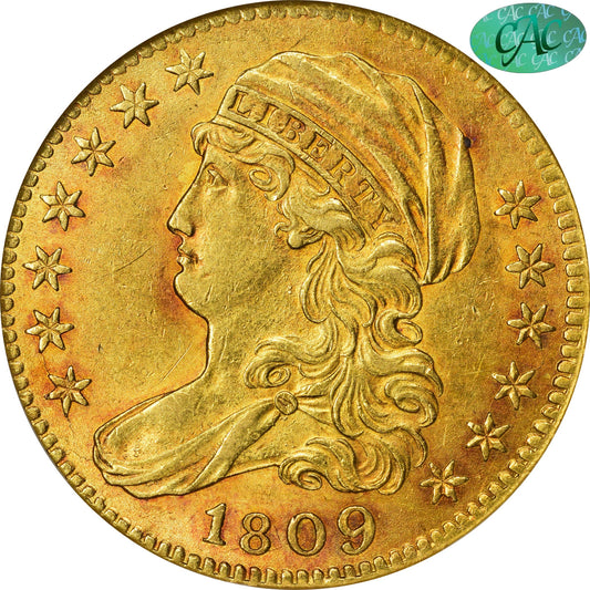1809/8 Capped Bust Half Eagle $5 Au58 Ngc Oh Cac