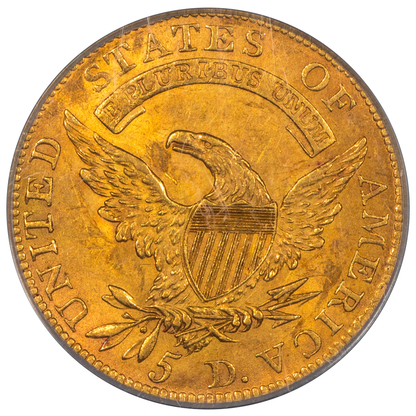 1809/8 $5 Capped Bust Left Half Eagle AU58 OGH PCGS CAC reverse