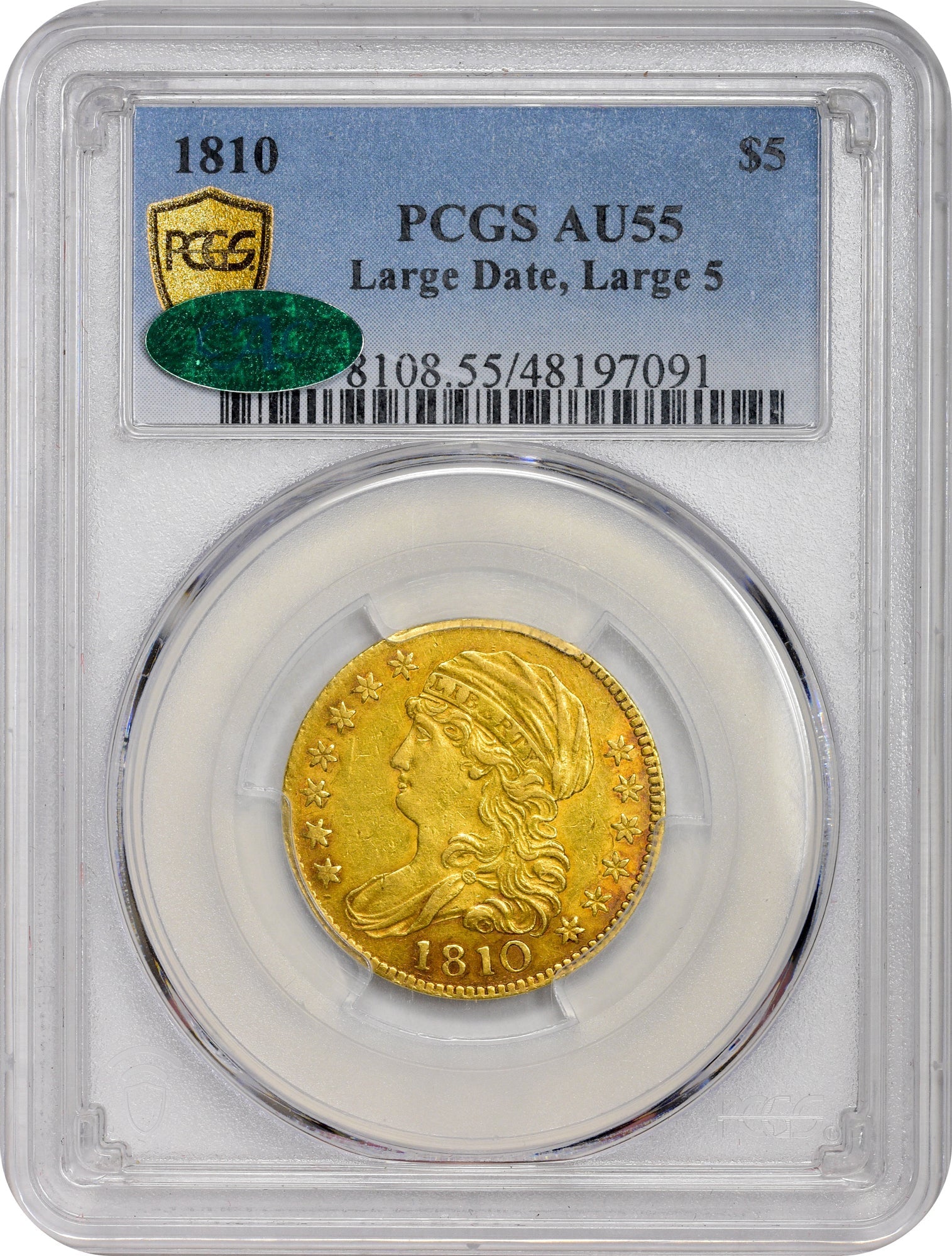 1810 $5 Lg D Ld 5 Au55 Pcgs Cac