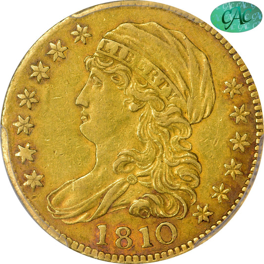 1810 Capped Bust Half Eagle $5 Lg D Ld 5 Au55 Pcgs Cac
