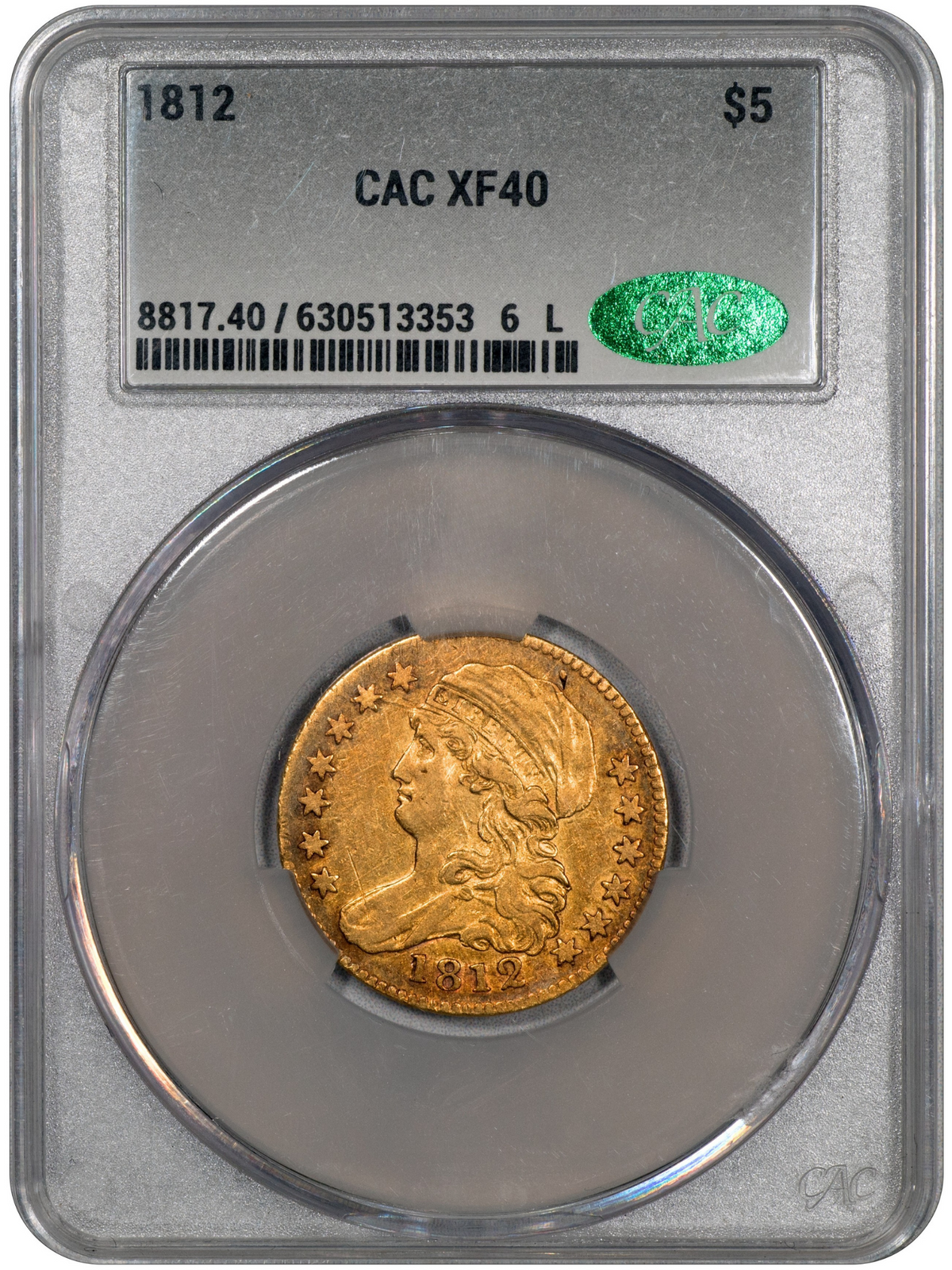 1812 $5 BD-2 XF40 CACG