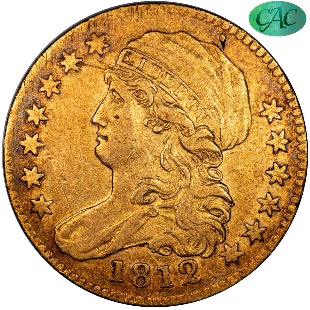 1812 Capped Bust Half Eagle $5 BD-2 XF40 CACG