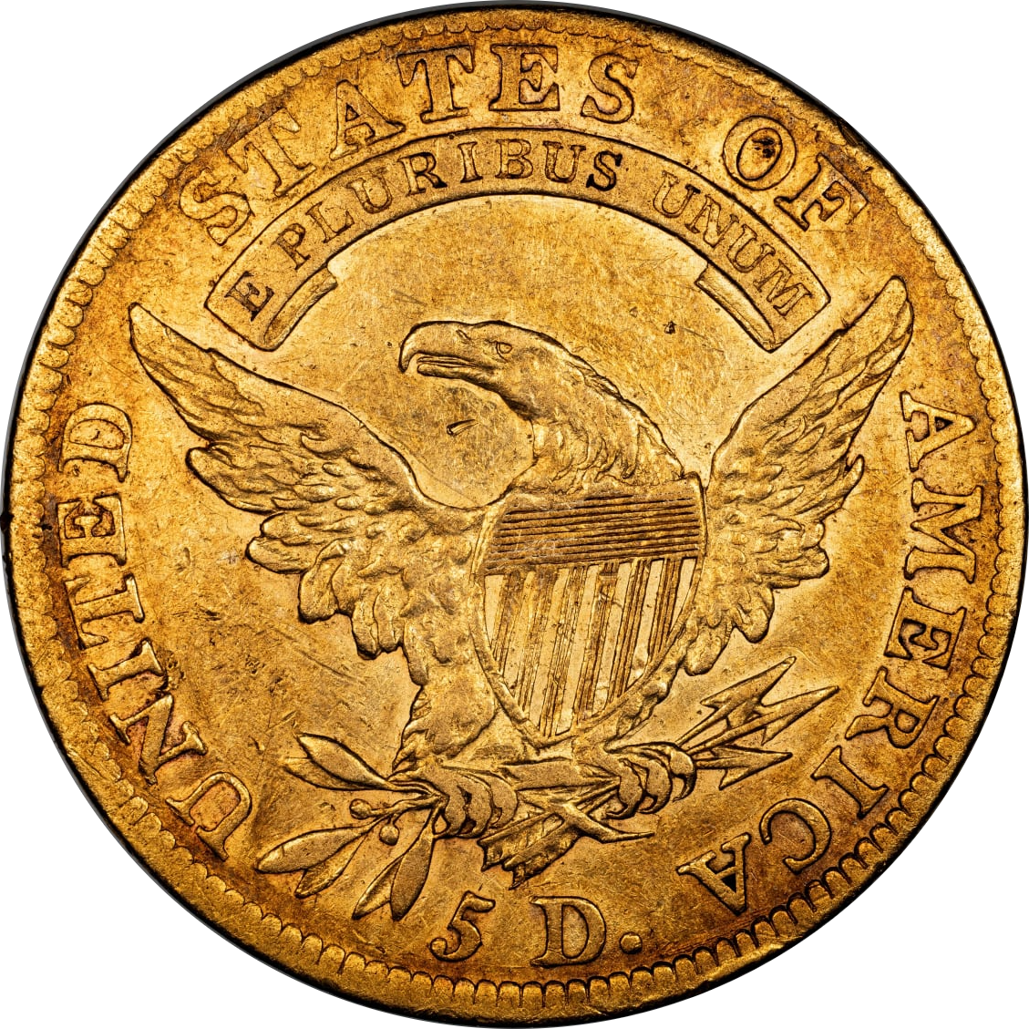 1812 Capped Bust Half Eagle $5 BD-2 XF40 CACG Reverse