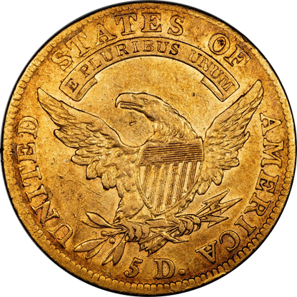 1812 Capped Bust Half Eagle $5 BD-2 XF40 CACG Reverse
