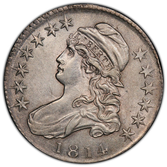 1814 50C O-105a SINGLE LEAF AU55 PCGS CAC - Paradime Coins | PCGS NGC CACG CAC Rare US Numismatic Coins For Sale