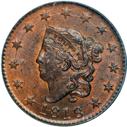 1818 1C MS64 BN PCGS CAC