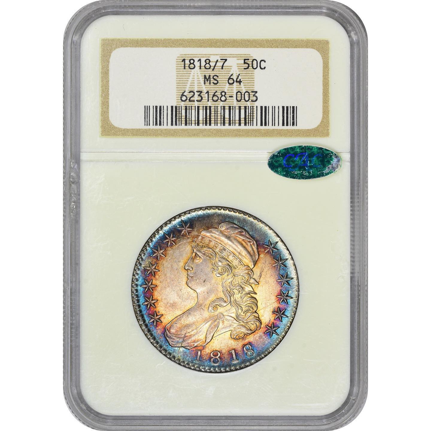 1818/7 50C LARGE 8 MS64 NGC OH CAC - Paradime Coins | PCGS NGC CACG CAC Rare US Numismatic Coins For Sale