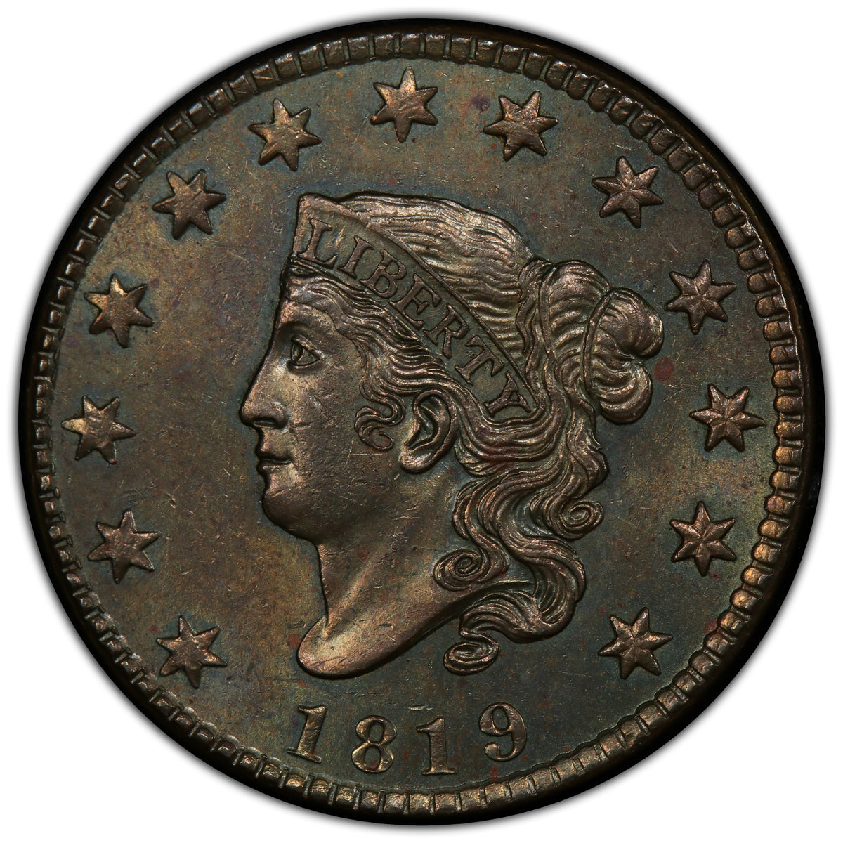 1819 Coronet Head Cent 1C N-8 MS62 BN PCGS