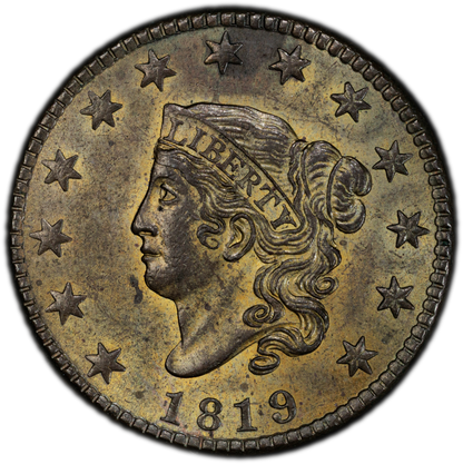 1819 1C N-8  MS63 BN PCGS EX NAFTZGER-DENMAN
