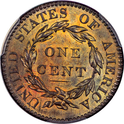 1819 Coronet Head Cent 1C N-8  MS63 BN PCGS EX NAFTZGER-DENMAN REVERESE