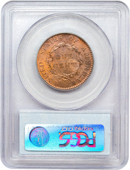 1820 1C LARGE DATE MS64 RD PCGS CAC EX NAFTZGER 1C