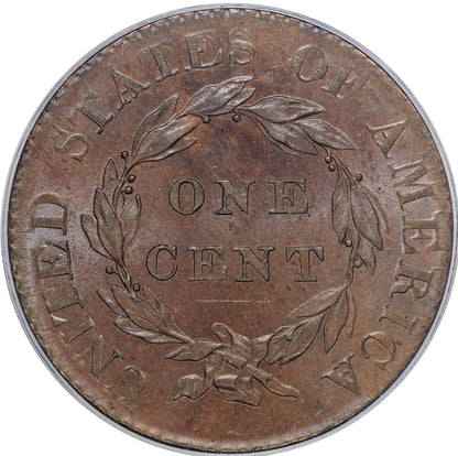 1820 1C SMALL DATE Coronet Head Cent MS63 BN OGH PCGS GOLD CAC REVERSE