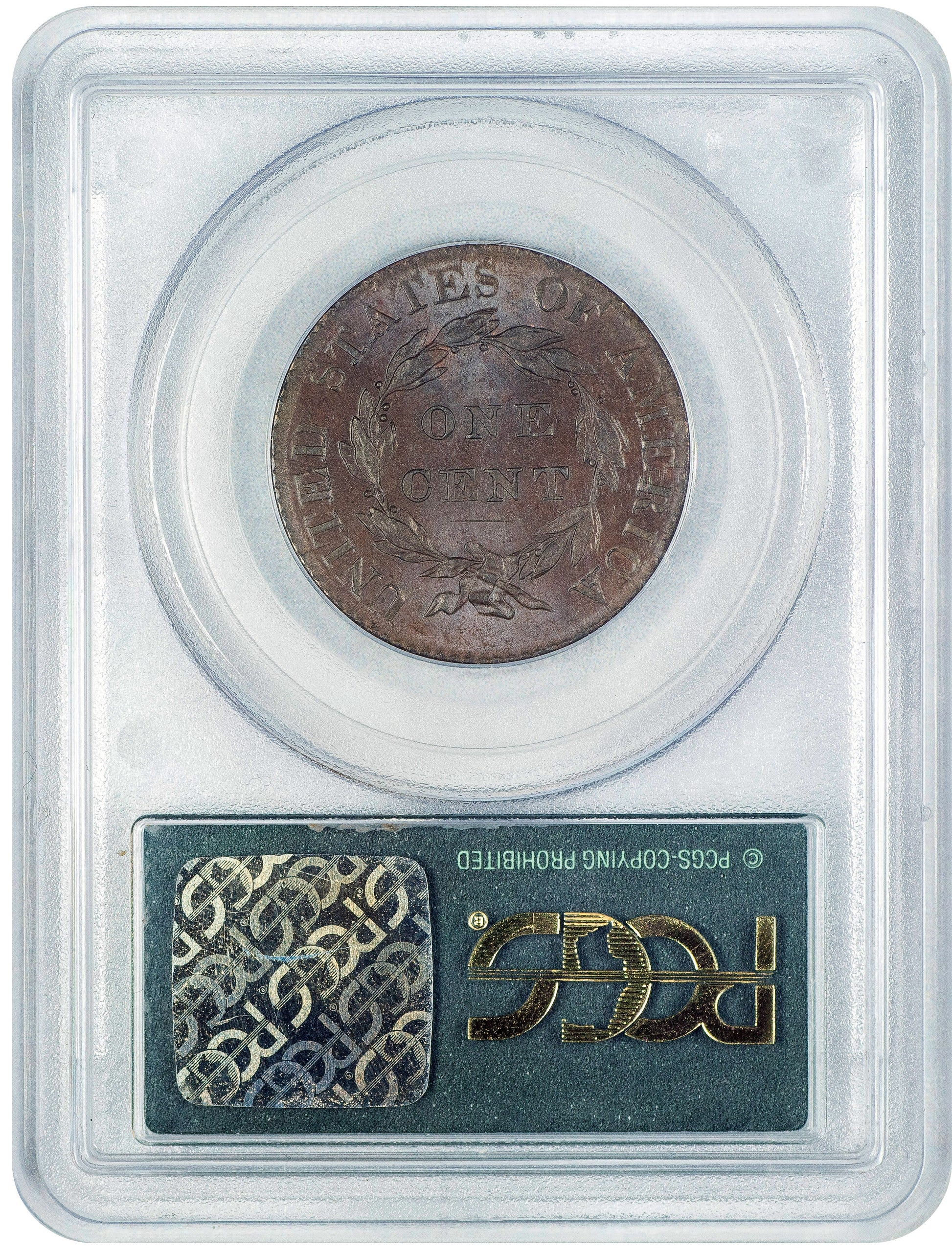 1820 1C SMALL DATE Coronet Head Cent MS63 BN OGH PCGS GOLD CAC REVERSE