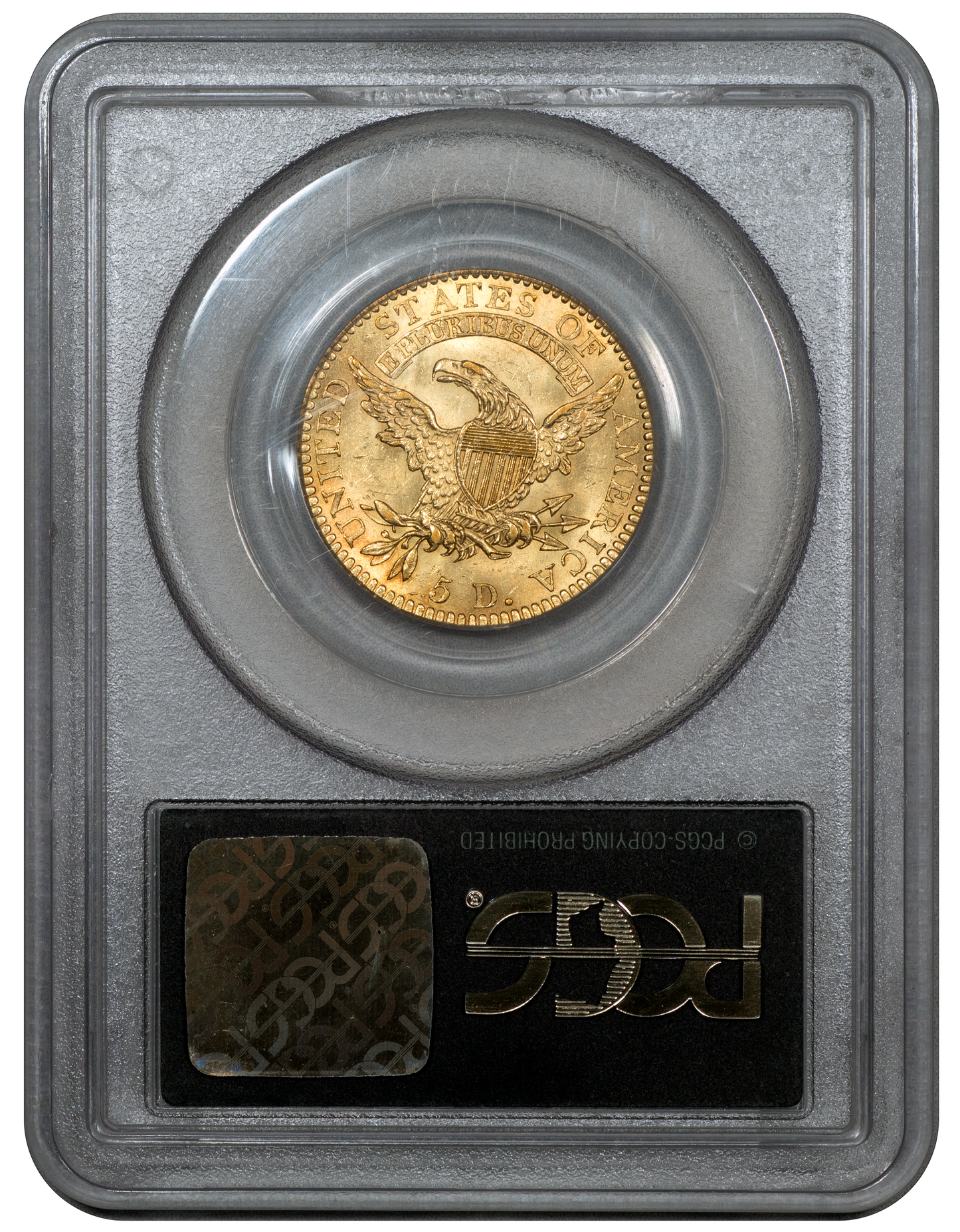 1820 $5 SQUARE BASE 2 MS62 OGH PCGS GOLD CAC