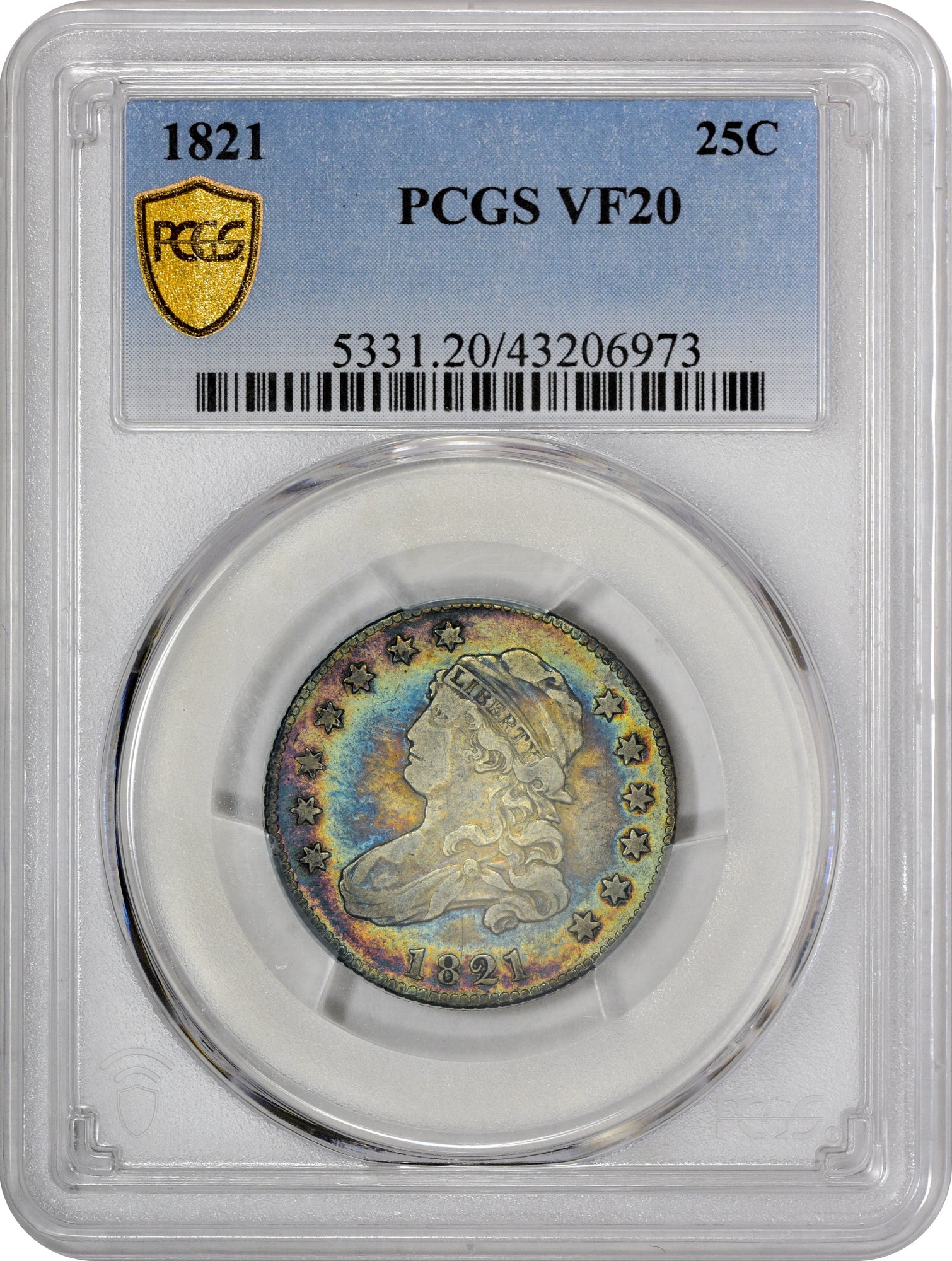 1821 25C VF20 PCGS HOLDER