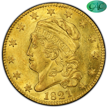 1821 $5 MS63 PCGS CAC EX CHAPMAN/ BASS