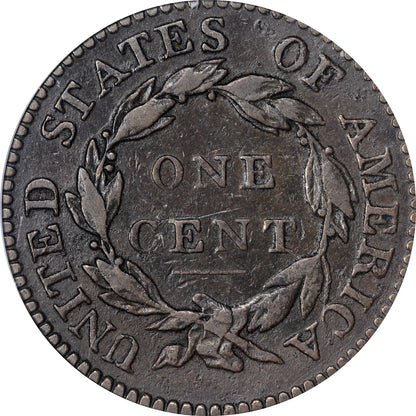 1821 Coronet Head Cent 1C VF30 OGH PCGS CAC Reverse