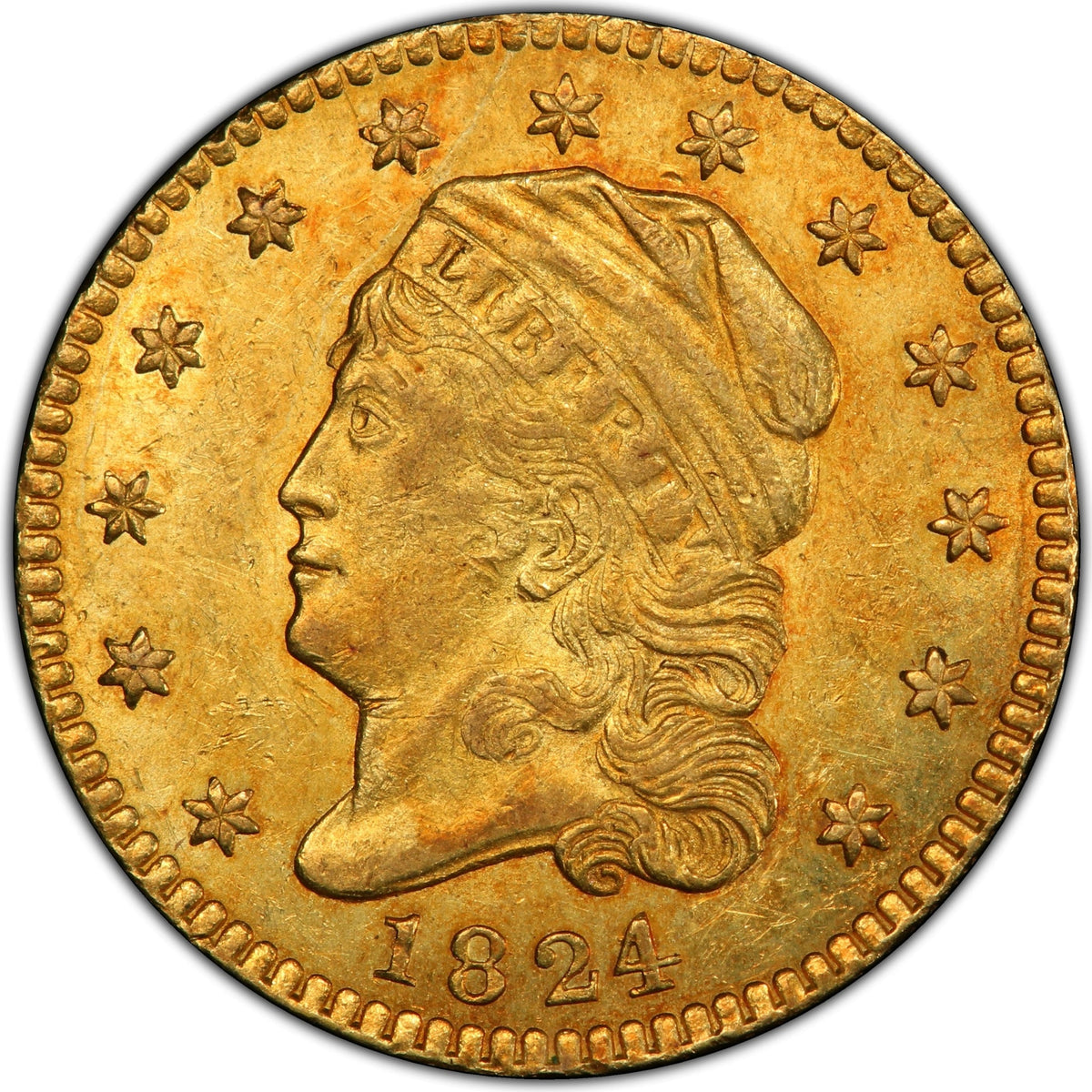 1824/1 Capped Bust Quarter Eagle $2.5 MS62 PCGS
