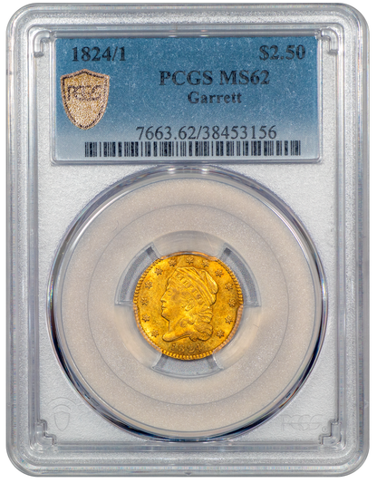 1824/1 Capped Bust Quarter Eagle $2.5 MS62 PCGS Holder