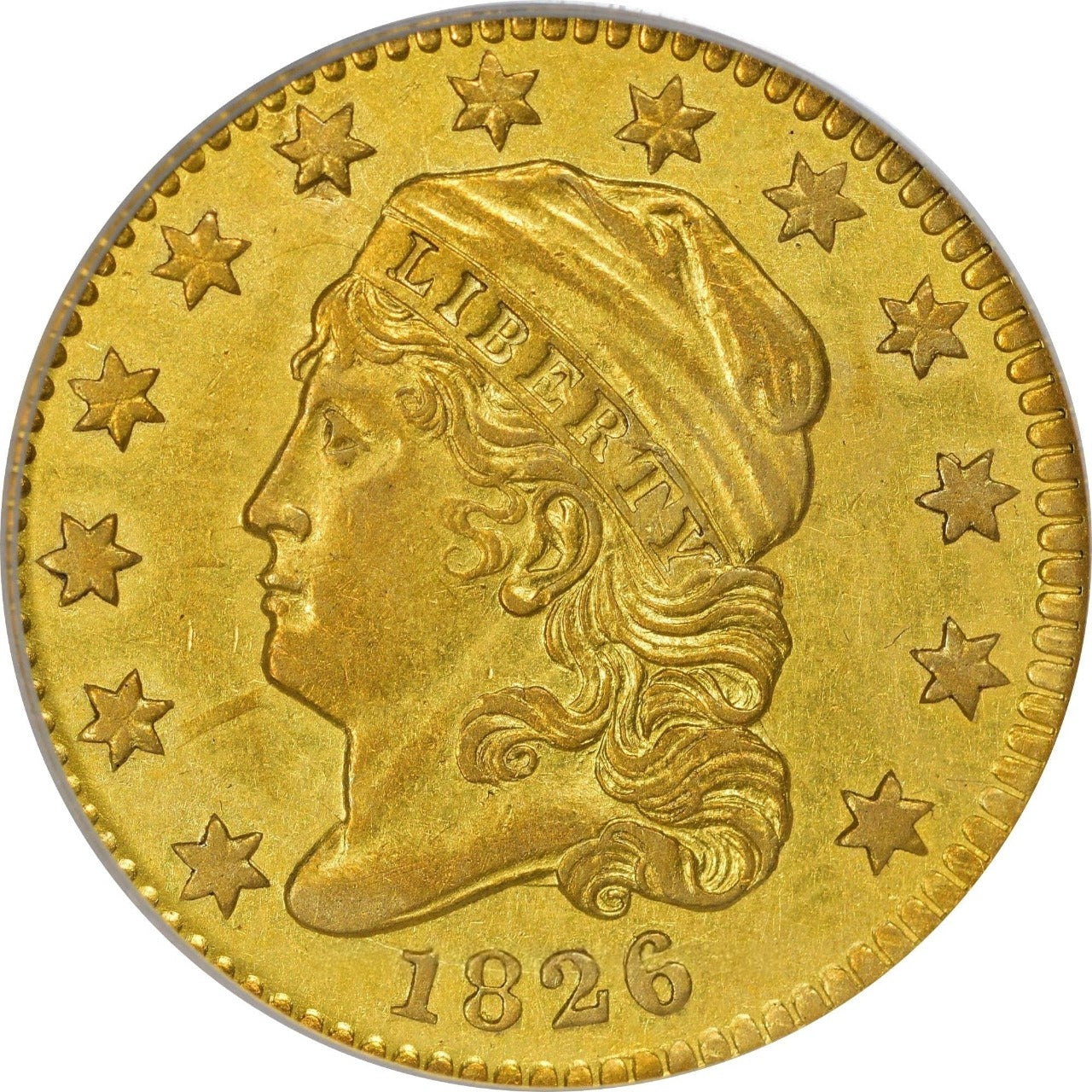 1826/6 $2.5 AU50 PCGS CAC
