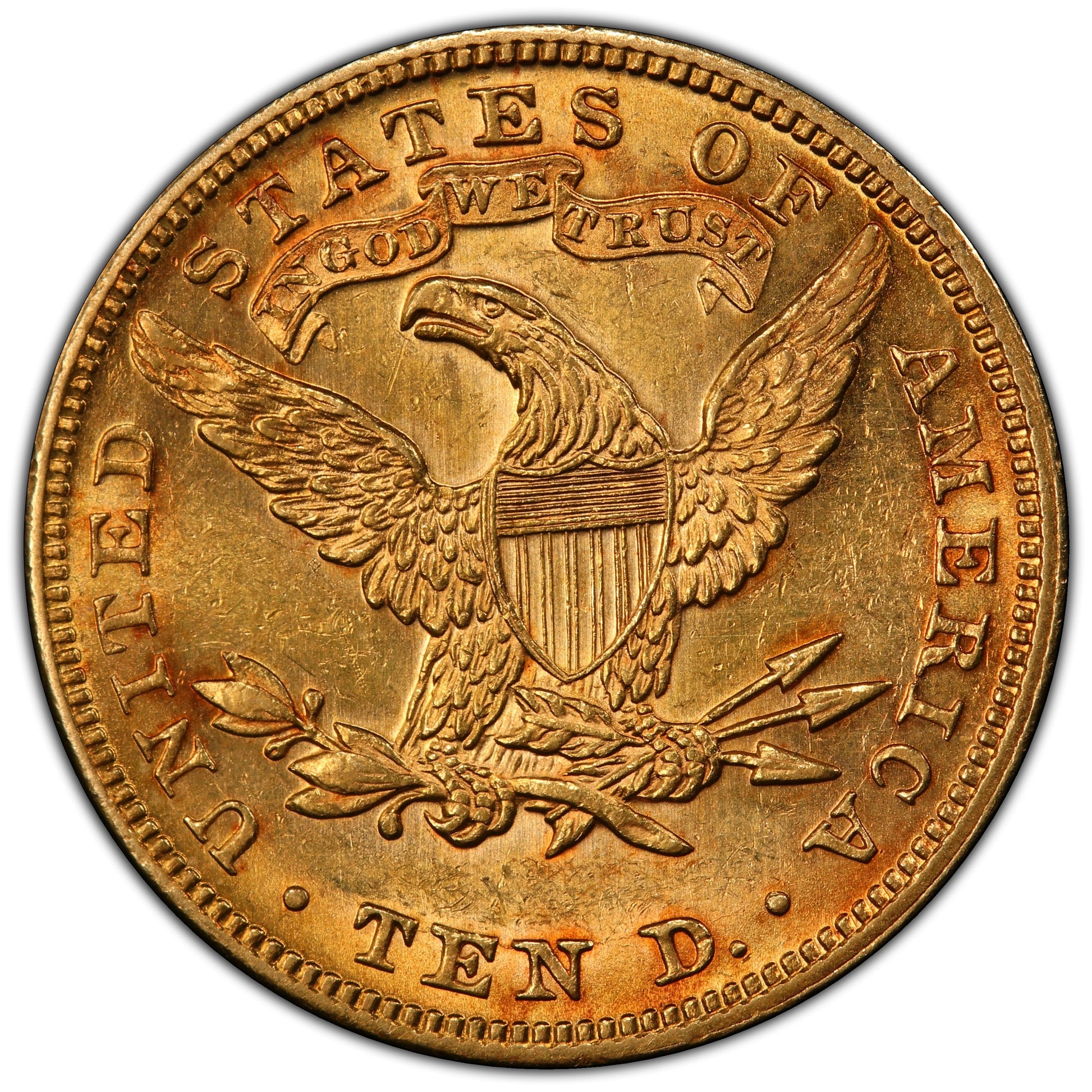 1896 $10 Au58 Pcgs Cac