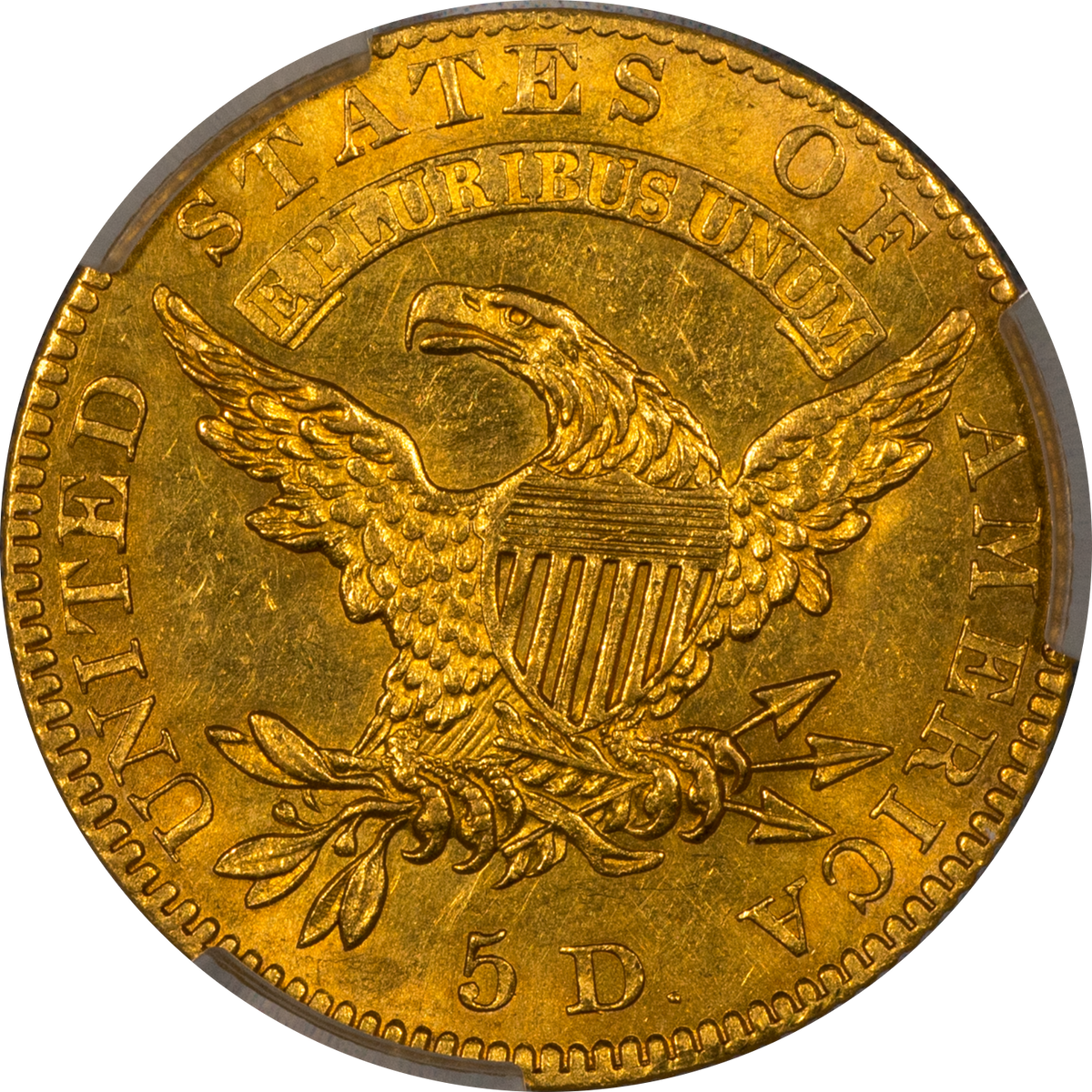 1827 Capped Bust Half Eagle $5 MS62+ CACG EX PARMELEE/CHAPMAN/KING FAROUK Reverse