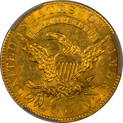 1827 Capped Bust Half Eagle $5 MS62+ CACG EX PARMELEE/CHAPMAN/KING FAROUK Reverse