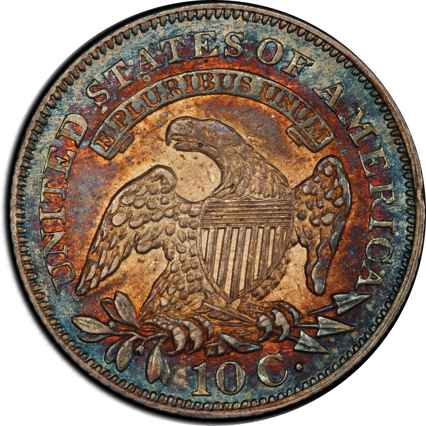 1828 10C Large Date Au58 + Pcgs Cac